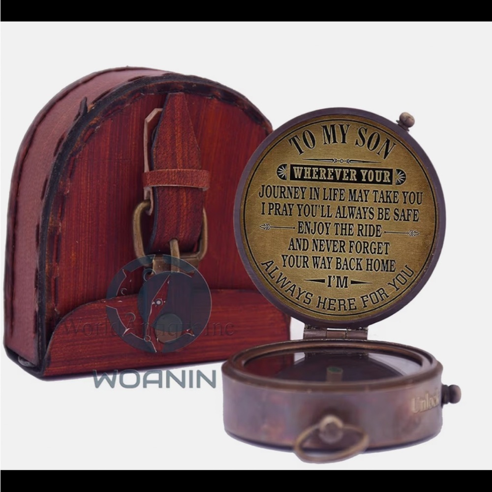 New NIB Personalized Engraved Gift to Son Compass - Picture 3 of 4